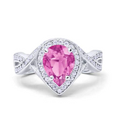 Teardrop Pink Cubic Zirconia Infinity Ring